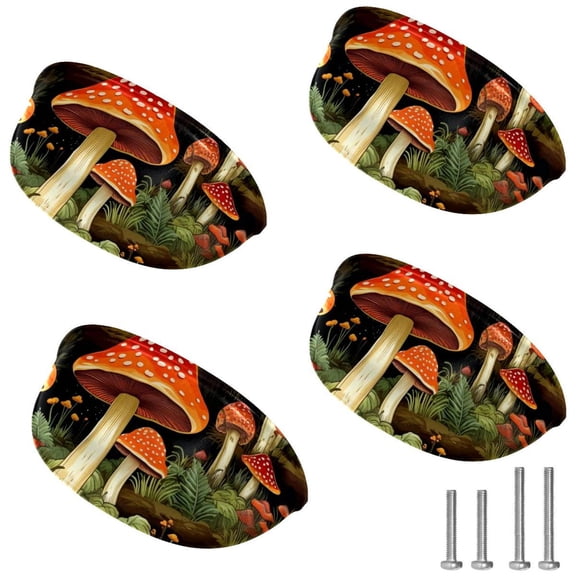 4 PCS Cabinet Cup Pull Mushroom Drawer Handles with Screws for Cabinet Dresser Kitchen Home Hardware Decor