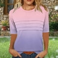 thumbnail image 2 of Sexlip Womens Short Sleeve Ombre Crew Neck T Shirt Breathable Fabric Lightweight Design Casual Silhouette for Vacation Looks Pink XXL, 2 of 7