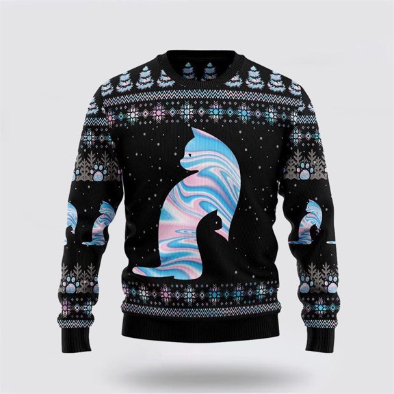 Cat Hologram Ugly Christmas Sweater – Cat Lover Christmas Sweater