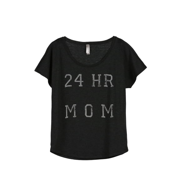 Thread Tank 24 Hour Mom Women's Relaxed Slouchy Dolman T-Shirt Tee Heather Black X-Large