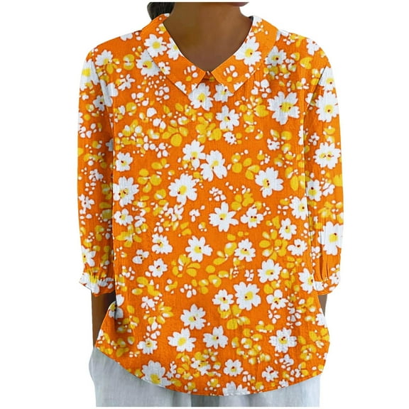 SHE IS Womens 3/4 Sleeve Tops, Women Shirts Long Sleeve Crop Womens Crop Tops Trendy Long Sleeve Blouses for Women Dressy Plus Plus Size Tunic Tops for Women Dressy