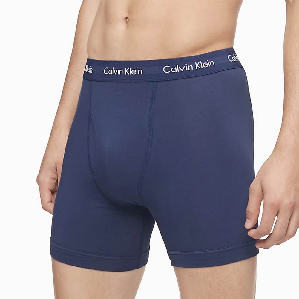 Calvin Klein Men's Boxers 3 Pack Cotton Tagless Stretch Boxer Brief NB2616,  Blue Black, L 