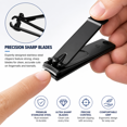 thumbnail image 3 of Premium Nail Clipper Set 3-Pack – Stainless Steel Fingernail & Toenail Clippers with Precision Trimmer, Heavy Duty Sharp Nail Cutter Kit for Men, Women & Kids, Black, 3 of 5