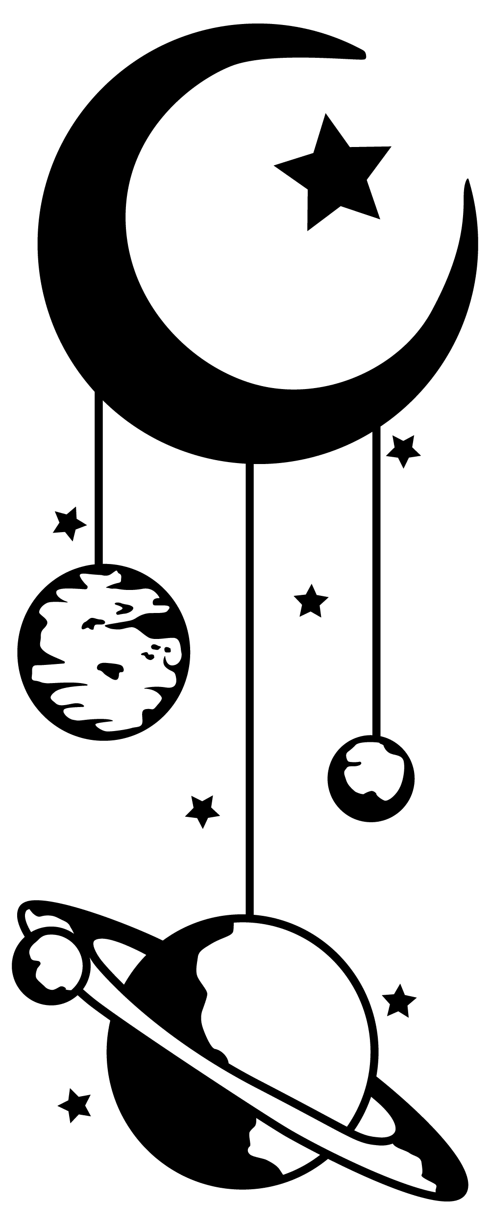 Outer Space Themed Vinyl Kids Bedroom Adhesive Wall Art Decoration Sticker 20" x 50" Moon