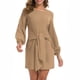 thumbnail image 4 of Vestido Corto De Manga Farol Larga, Vestido De Cóctel De Color Puro Cómodo Con Cuello Redondo En La Cintura Para Citas ANGGREK Otros, 4 of 6