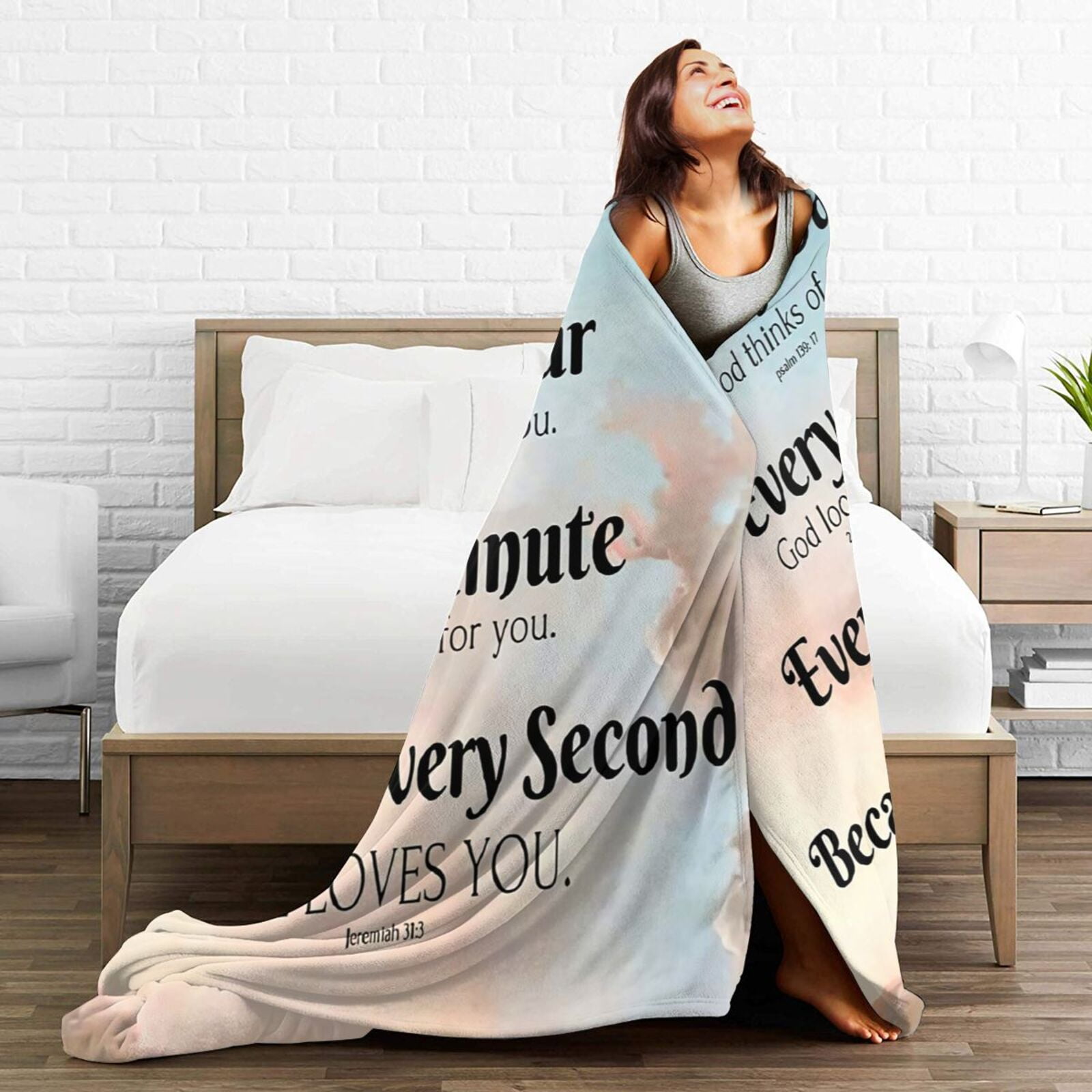 Wijzvio Bible Verse With Inspirational Thoughts And Prayers Throw Blanket Soft Fuzzy Fleece Blanket For Couch Bed Living Room Decoration 50"X40"