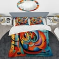 thumbnail image 2 of Designart "Unleashed Geometry in Orange and Blue IV" Abstract Shapes Bedding Covert Set - Abstract Orange Modern Bed Set With 1 Sham, 2 of 6