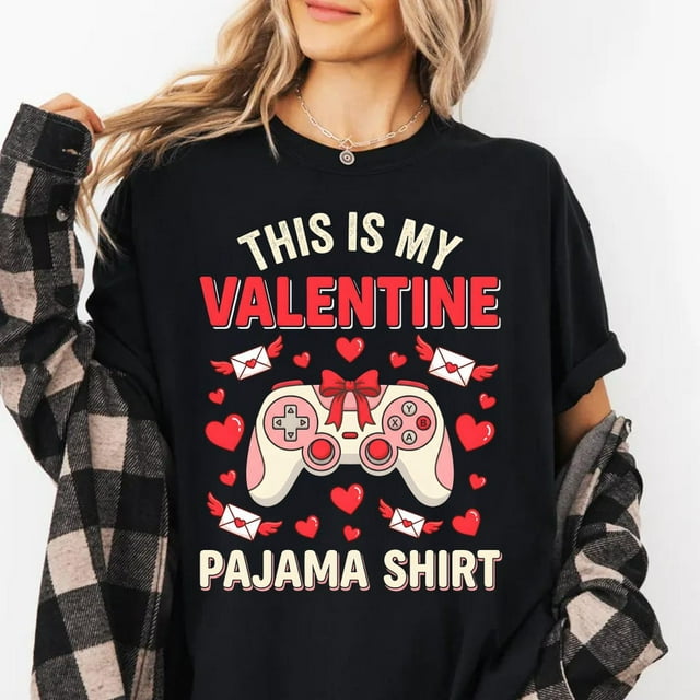 ALVORD T-Shirt Gamer Love Day Contrôleur Cœur Graphique Unisexe P-5TG