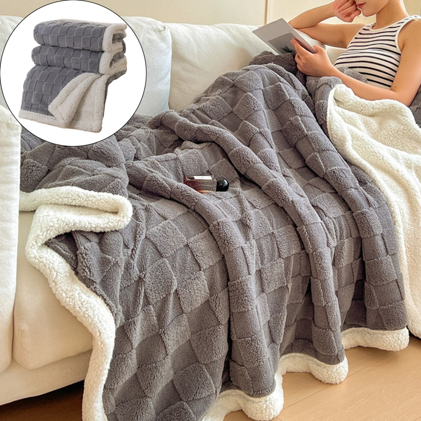 Winty Throw Blanket for Couch Sofa,Bed Blankets for Bed,Super Soft and Warm Throw Blanket for Couch, Sofa and Bed Cozy, Fuzzy and Lightweight,100*150Cm