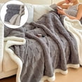 thumbnail image 2 of Dienrx Plush 3D Grid Blanket, Double Sided Fleece Throw for Sofa Bed Camping, Lightweight Warm - Gray 150*200Cm, 1X Jacquard Blanket Lambskin Double Layer Thickening, 2 of 9