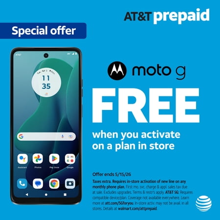 AT&T Motorola moto g 2025, 128GB, Forest Gray-Prepaid Smartphone [Locked to AT&T]
