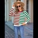 thumbnail image 5 of Suéteres de Punto con Rayas de Colores y Cuello Redondo para Mujer, Ideales para Looks de Otoño A Verde S, 5 of 10