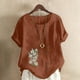 thumbnail image 2 of Túnica de Manga Corta Tops para las Mujeres Océano Pescado Impreso Blusa, Ropa Casual Ver Botón Arriba Camiseta, 2 of 4