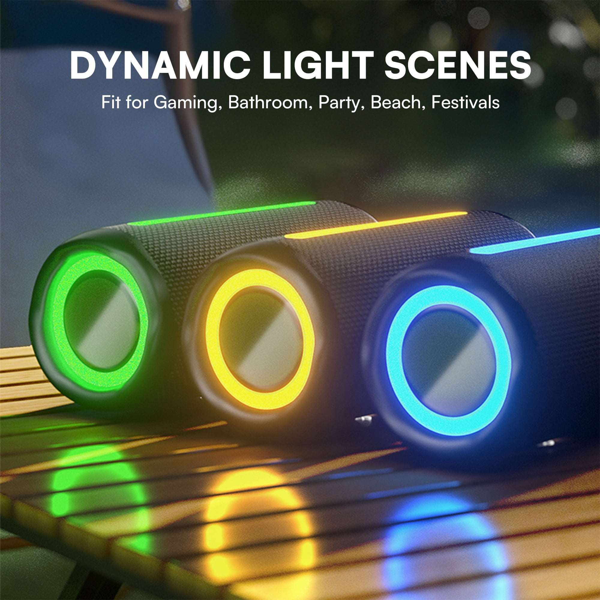 DAYBETTER Portable Bluetooth Speaker IPX5 Waterproof, 30W Deep Bass, Wireless TWS Pairing, LED Lights, 24H Playtime for Home/Outdoor/Party/Beach/Travel/Gifts