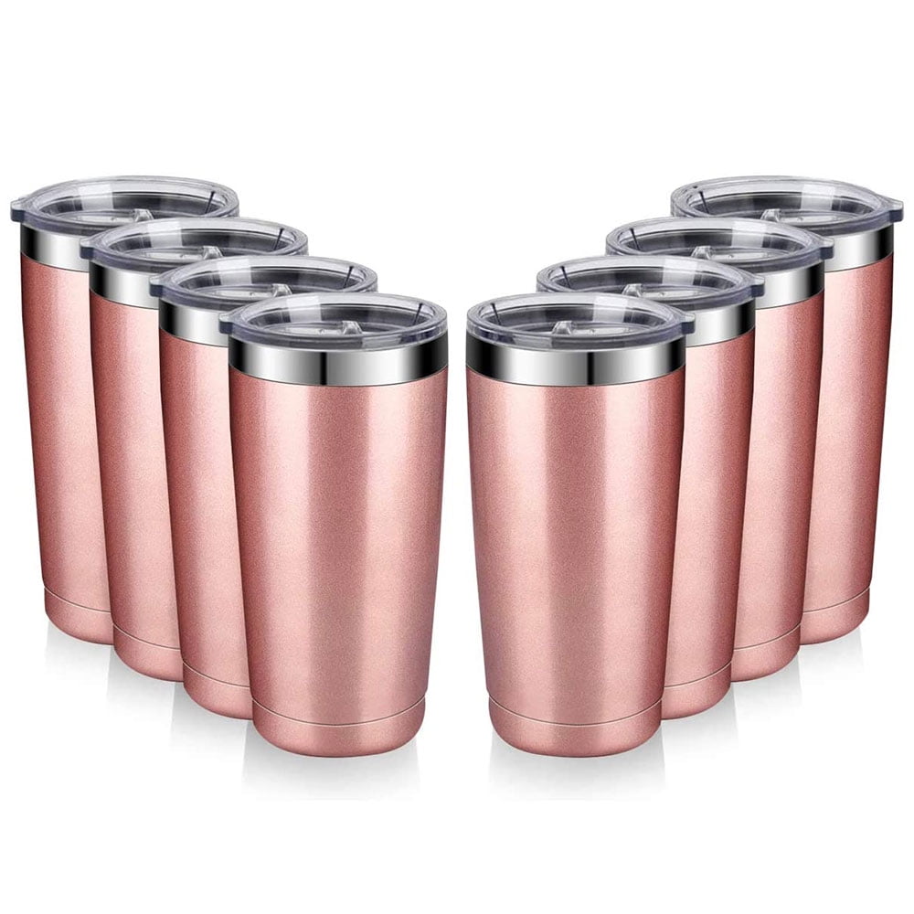 6pcs 20oz Rose Gold Travel Tumbler SS Double Wall Vacuum Insulated Cup with Lid 