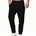 thumbnail image 2 of Zedker Mens Sweatpants Solid Color Drawstring Elastic Waist Ankle-banded Jogger Trousers Daily Clothes with Pockets Black L, 2 of 6