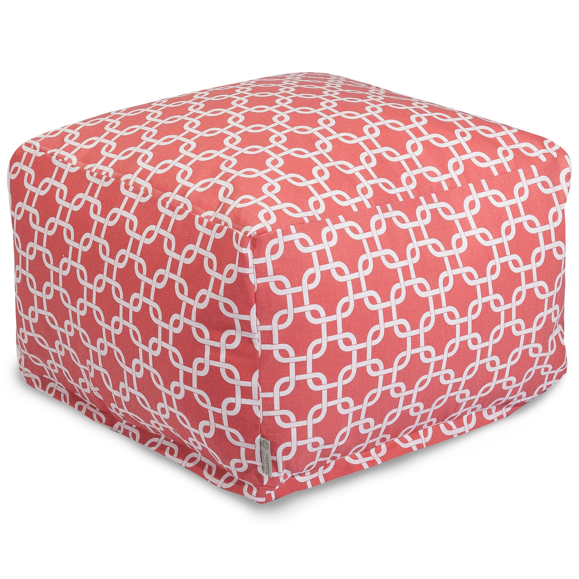 Majestic Home Goods Indoor Cotton Coral Links Ottoman Pouf