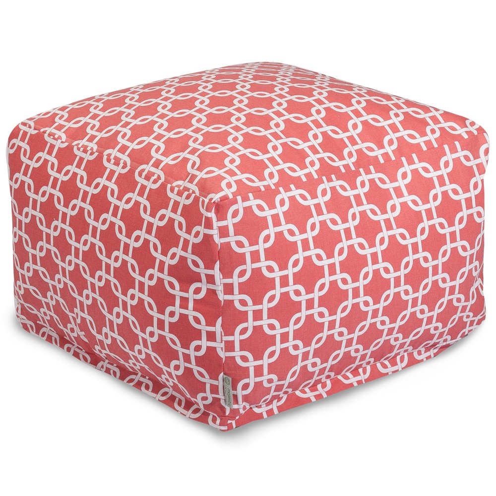 Majestic Home Goods Indoor Cotton Coral Links Ottoman Pouf Walmart