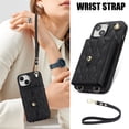 thumbnail image 2 of iPhone 13 RFID Para Que Bloquea la Funda Protectora para Billetera, Funda Tapa Magnética, Bolsillo con Ranuras para Múltiples Tarjetas con Correa para el Hombro y Correa para la Muñeca Desmontables, 2 of 7