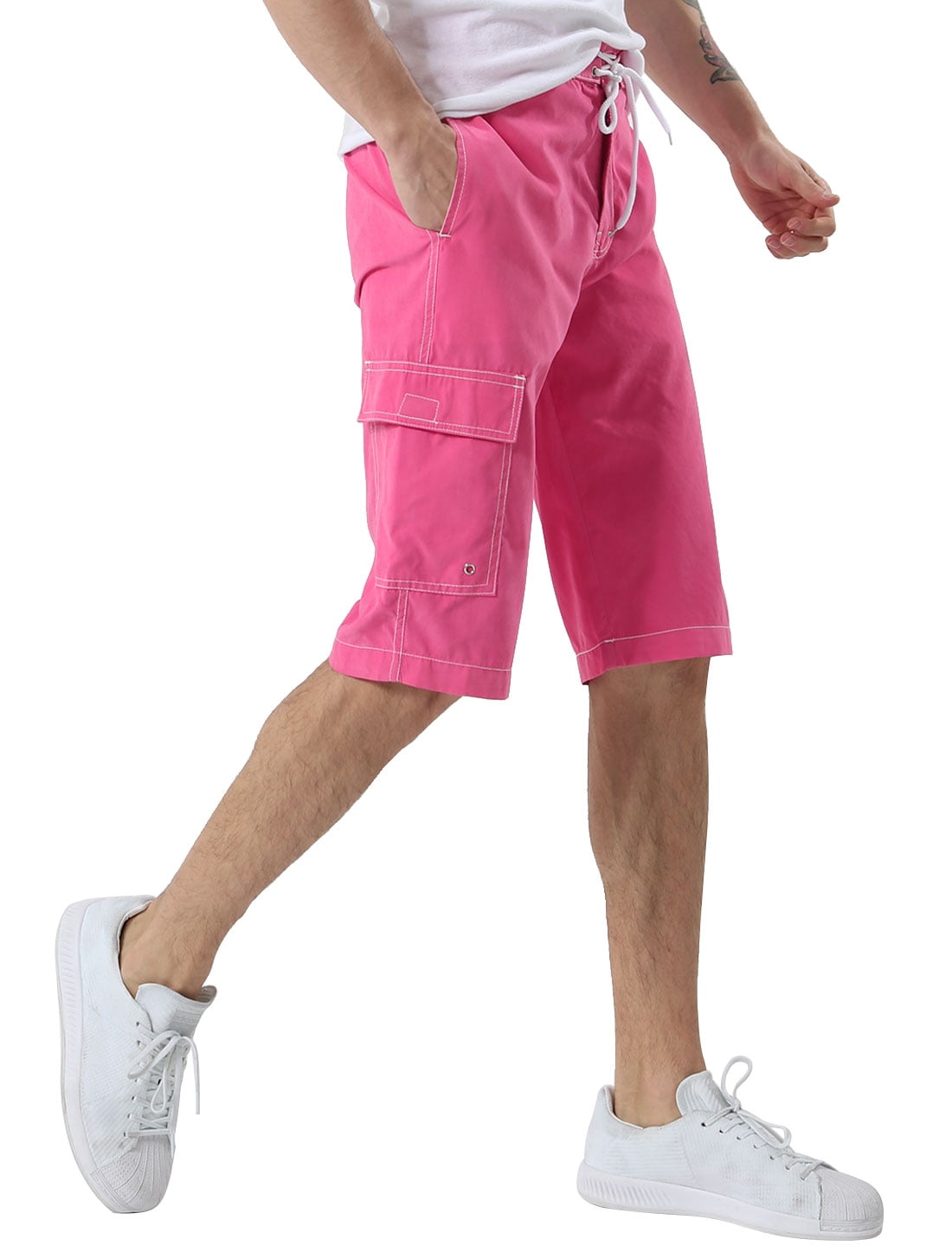 Men Lightweight Solid Pocket Zipper Drawstring Board Short Boardshorts