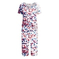 thumbnail image 3 of Women's 4th of July Pajama Sets 2 Pieces Lounge Sleepwears US Patriotic Printed Plus Size Short Sleeve Top and Capri Pants Independence Day Gifts, 3 of 6