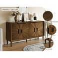 thumbnail image 4 of ATUMCTO 60" Farmhouse Sideboard Buffet Cabinet with Storage, Sunburst Doors, Adjustable Shelves, Antique Brown, 4 of 12