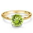 thumbnail image 3 of Gem Stone King 14K Two Tone Gold Green Peridot Solitaire Engagement Ring for Women | 2.07 Cttw | Round 8MM | Gemstone August Birthstone | Size 8, 3 of 6