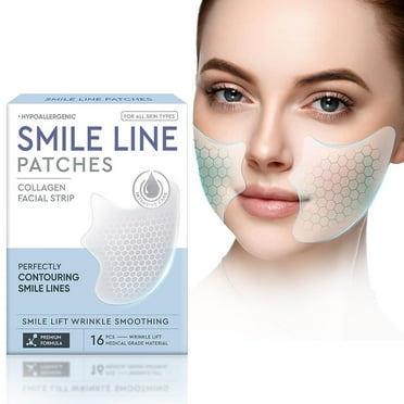 Smile Line Patches, Anti Wrinkle Patches, Face Lift Tape for Smoothing Smile Lines, Wrinkles Around the Mouth & Other Fine Facial Lines, 16PCS