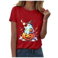 thumbnail image 5 of CFXNMZGR Womens Oversized Graphic Tee Shirts Plus Size Halloween Shirts for Women Pumpkin Graphic Tshirt Fall Casual Short Sleeve Tee Tops (Red,L), 5 of 6