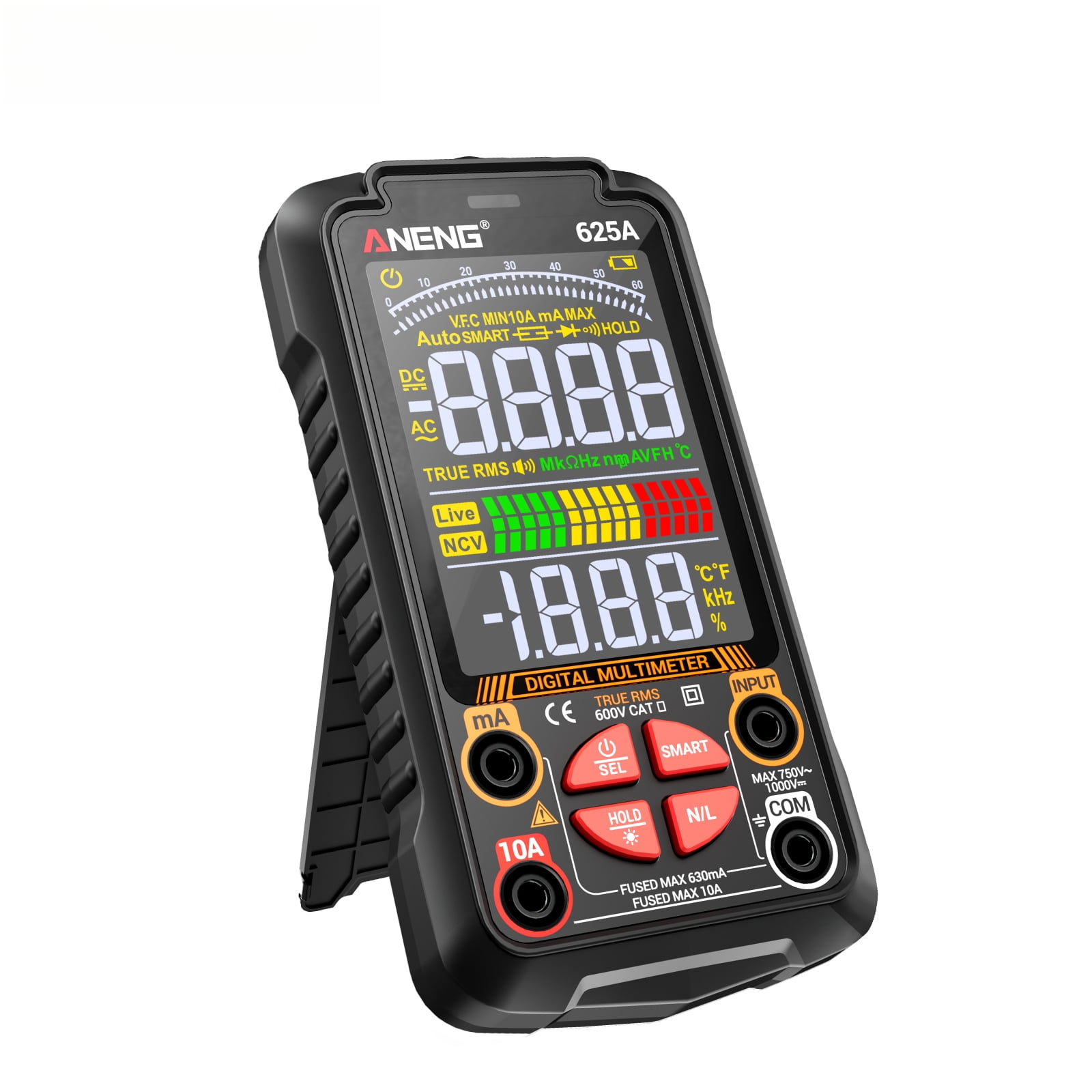 625A Intelligent Digital Multimeter - Rechargeable 6000 Count Multi-Function Tester for Electricians & DIY Maintenance | Auto Power-Off, Data Hold