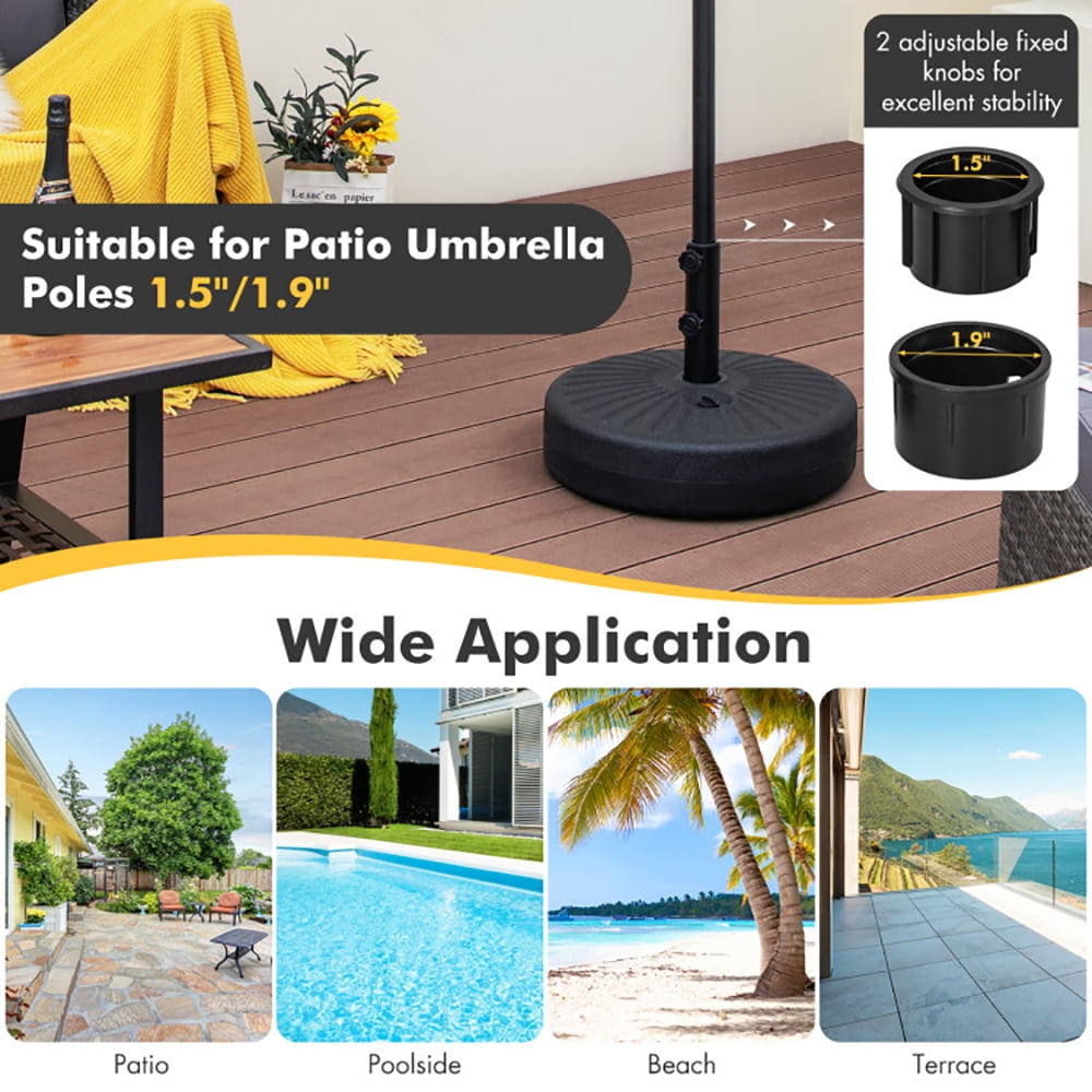 Aimee Lii 19.5 Inch Fillable Round Umbrella Base Stand for Yard Garden Poolside, Outdoor Umbrella Stand, Black