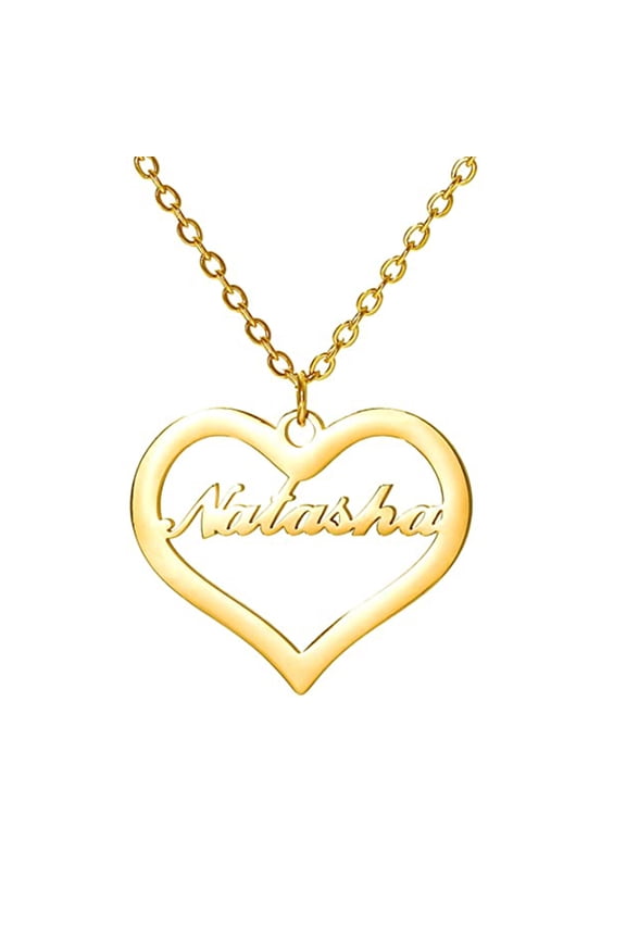 Custom Name Love Heart Pendant Personalized Name Heart Necklace for Women Valentine's Day Gift