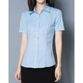thumbnail image 6 of Women's Button Down Shirts Short Sleeve Blouses Work Basic Formal Shirt Lady V Neck Casual OL Business Shirts,S-5XL, 6 of 9