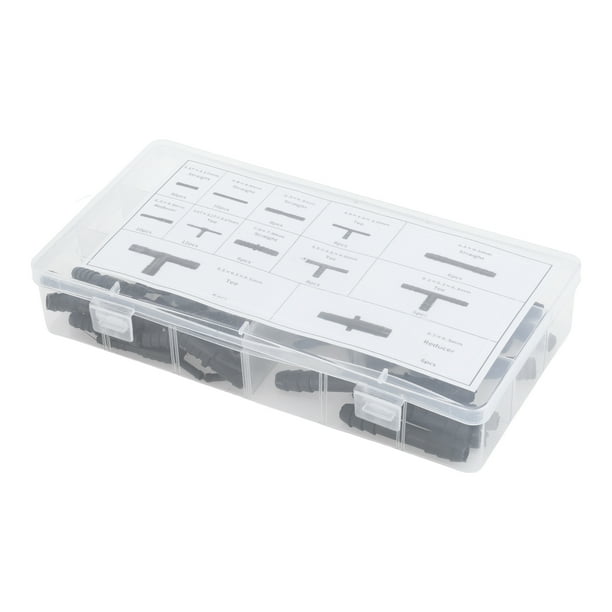 Kit de Conectores en T de Vacío de 3/8", 5/16", 1/4", 3/16" y 1/8" para Automóviles en Color Negro