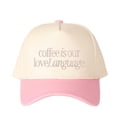 thumbnail image 3 of Coffee is Our LoveLanguage Letter Embroidered Color Block Trucker Hat Unisex Adjustable Cotton Breathable Fashion Cap for Travel Daily Wear, 3 of 11