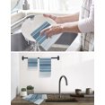 thumbnail image 5 of Blue Ombre Stripe Kitchen Dish Towels for Drying Dishes Set of 3, Farmhouse Striped Gradient Waffle Weave Microfiber Hand Tea Bathroom Towels Quick Dry & Absorbent Towel 15.7x23.6, 5 of 7