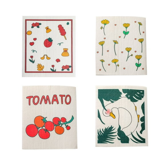 PENGXIANG Household Cleaning Clothes Wind-Wood Pulp Cotton Dishcloth Kitchen Tools Soft Multicolor Fiber 4Pcs Reusable Wet And Dry
