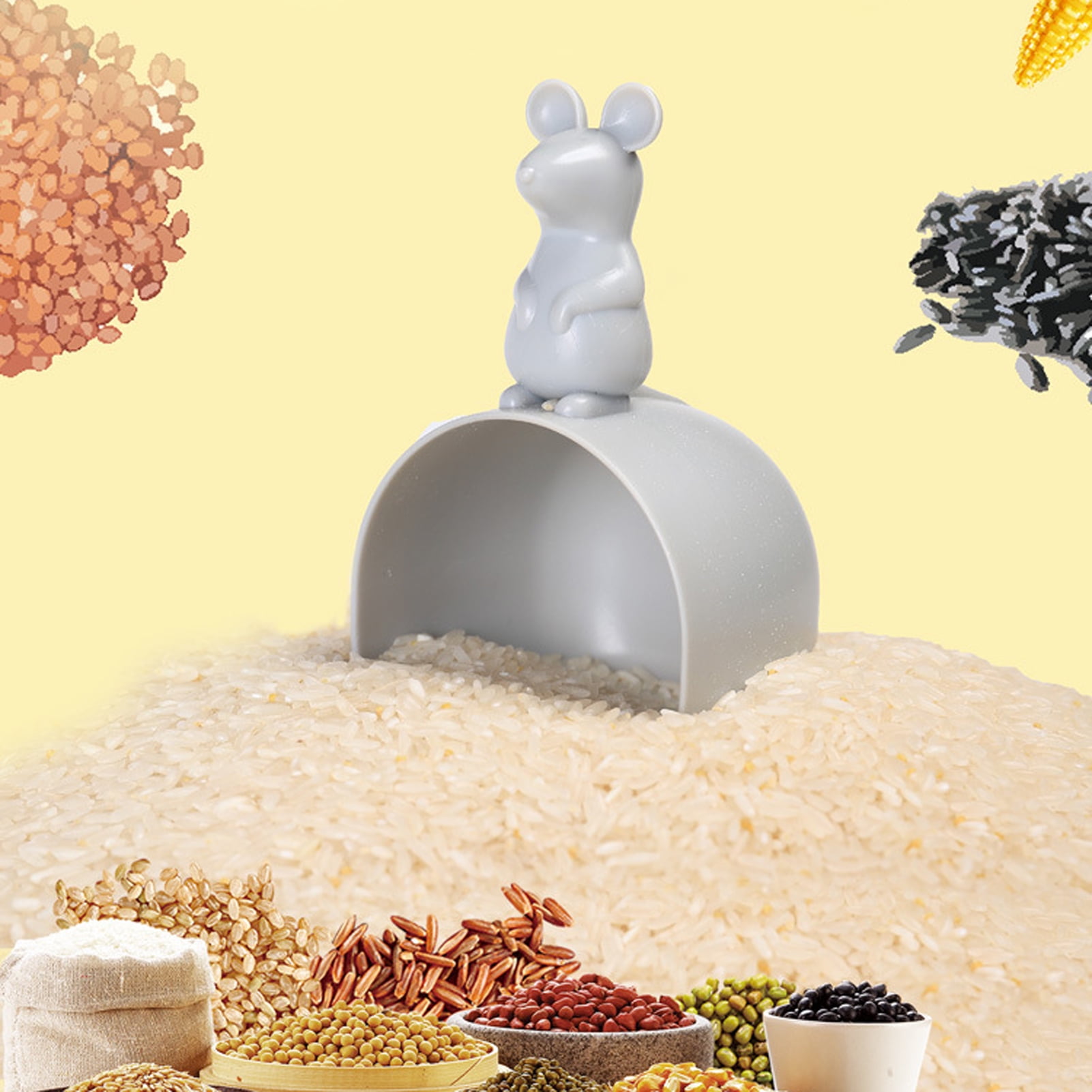 Travelwant 2Packs Mouse Shape Grips Container Rice Measuring Cup Clear