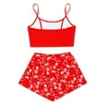 thumbnail image 4 of Xijirk Women Halloween Pajama Set Spaghetti Strap Crop Top with Shorts Skeleton Hand Print Loungewear for Sleepwear and Holiday Party,Red,S, 4 of 5