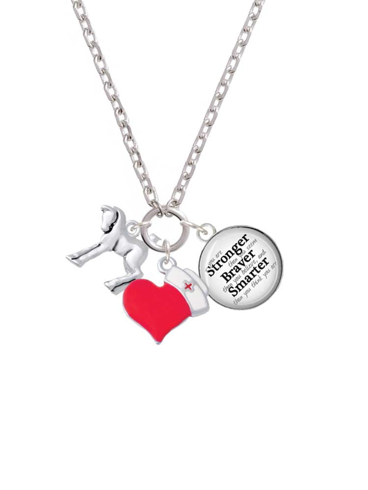 Delight Jewelry Silvertone Equestrian Horse - Red Heart Nurse Strong Zoe Necklace