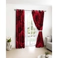 thumbnail image 3 of Red Roses Blackout Curtains for Bedroom/Living Room, Thermal Insulated Kitchen Curtains, Valentine's Day Flowers Floral Vintage Grommet Darkening Window Treatment Drapes 52"x72"x2, 3 of 8
