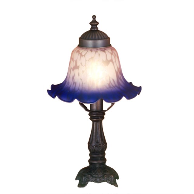 Mini lámpara blanca y azul con campana estriada alta de 12,5" MEYDA 17507
