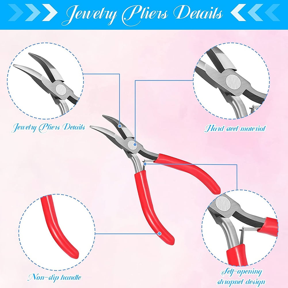 8 Pieces Jewelry Making Pliers Tool Kit, Needle Nose Pliers, Round Nylon Jaw for DIY