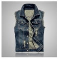 thumbnail image 1 of Nuevo Chaleco vaquero para hombre, chaleco vaquero ajustado rasgado,, 1 of 4