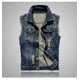 thumbnail image 1 of Nuevo Chaleco vaquero para hombre, chaleco vaquero ajustado rasgado,, 1 of 4