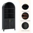 thumbnail image 5 of 5-Tier Arched Bookcase with Doors, Modern Bookshelf Storage Cabinet, Open Display Shelf, for Home Office Living Room, Black, 5 of 8