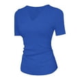 thumbnail image 6 of Miluxas Women Built-in Bra T Shirt Top Short Sleeve Square Neck Basic Tees Casual Fitted Going Out Tops Blue XXL(XXL), 6 of 9