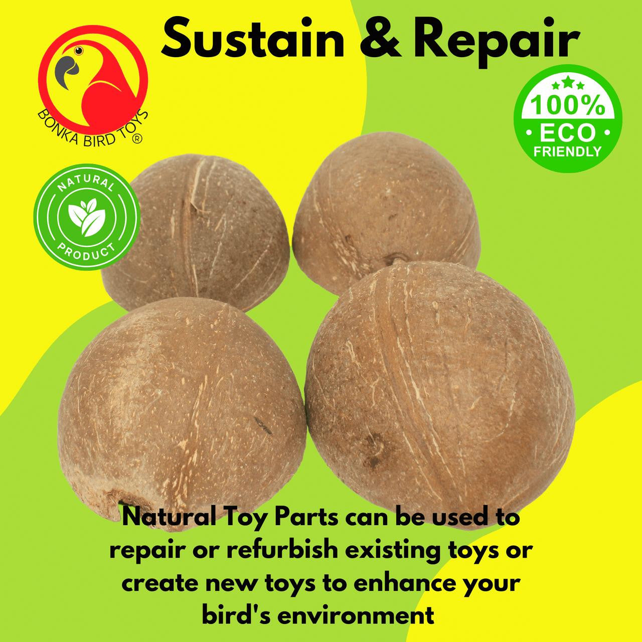 Bonka Bird Toys 1031 Pk4 Half Shell Coconuts Craft Part Parrot Cage Toy