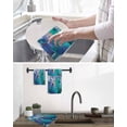 thumbnail image 5 of Abstract Blue Kitchen Dish Towels for Drying Dishes Set of 3, Painting Buildings Geometric Color Block Waffle Weave Microfiber Hand Tea Bathroom Towels Quick Dry & Absorbent Towel 12x12, 5 of 7