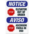 thumbnail image 1 of Elevator Out Of Order Bilingual Sign, OSHA Notice Sign, 24x36 Corrugated Plastic, 1 of 7
